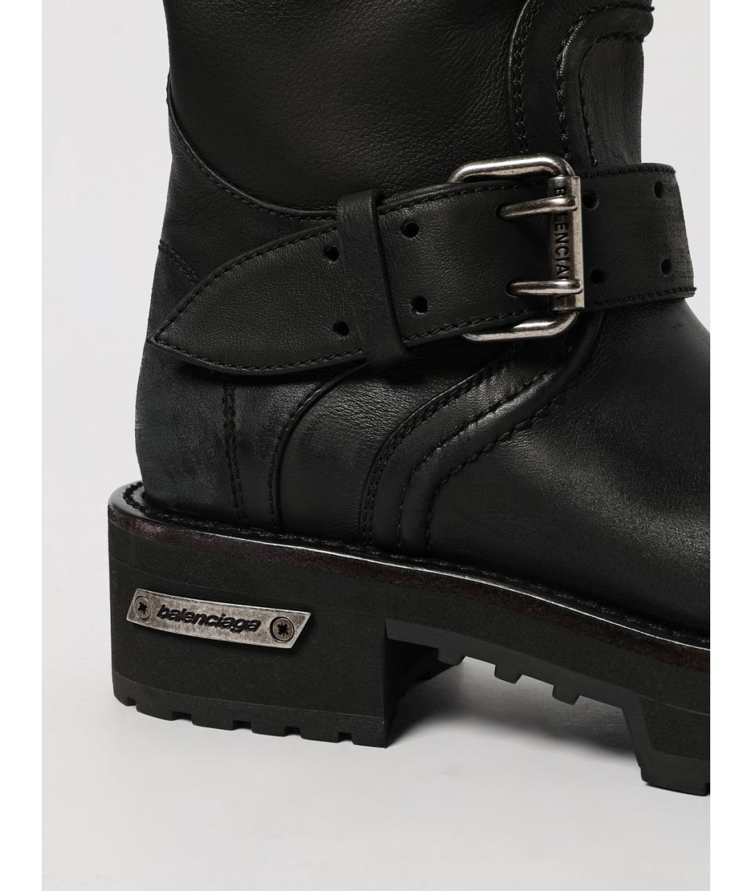 BALENCIAGA Черные кожаные ботинки, фото 4