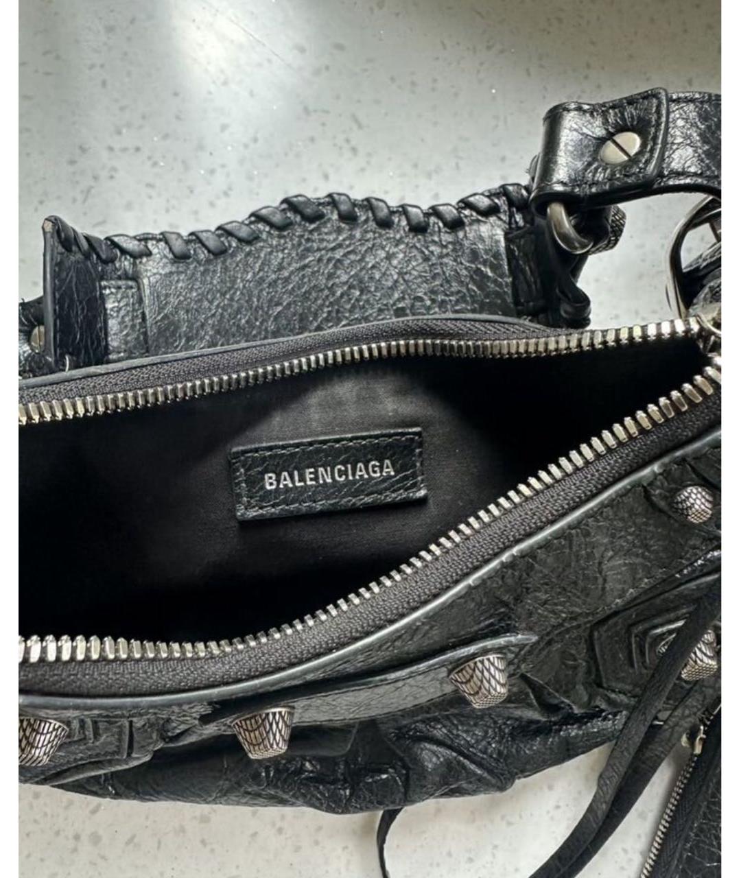 BALENCIAGA Черная кожаная сумка через плечо, фото 4