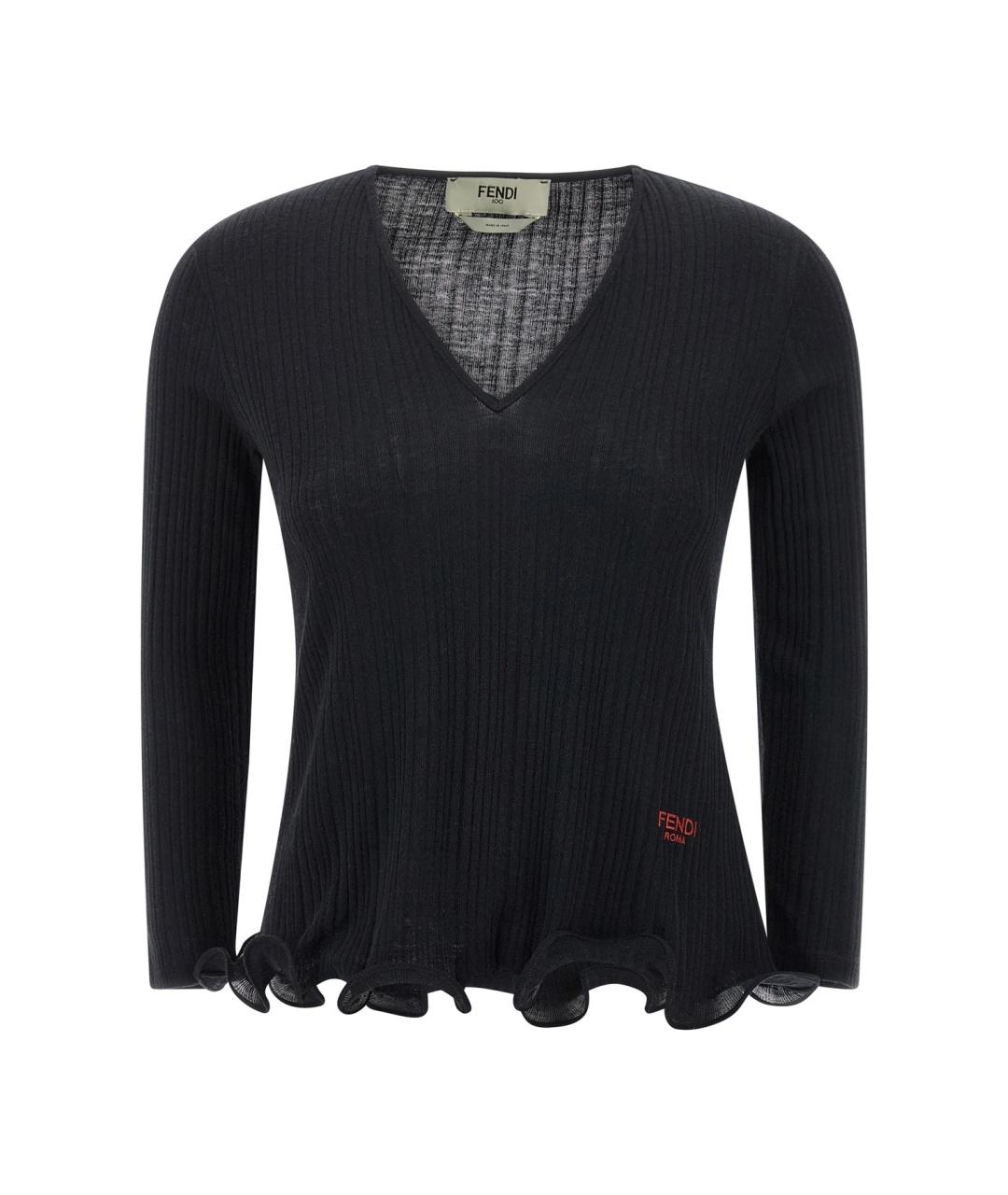 FENDI Черный шерстяной джемпер / свитер, фото 1
