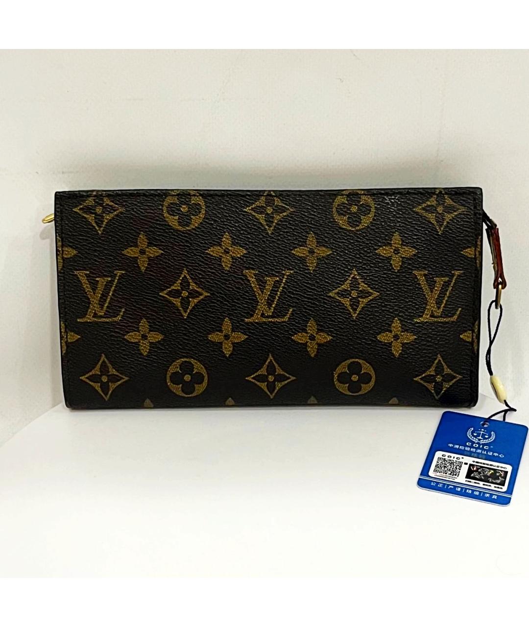 LOUIS VUITTON Коричневый кожаный кошелек, фото 2