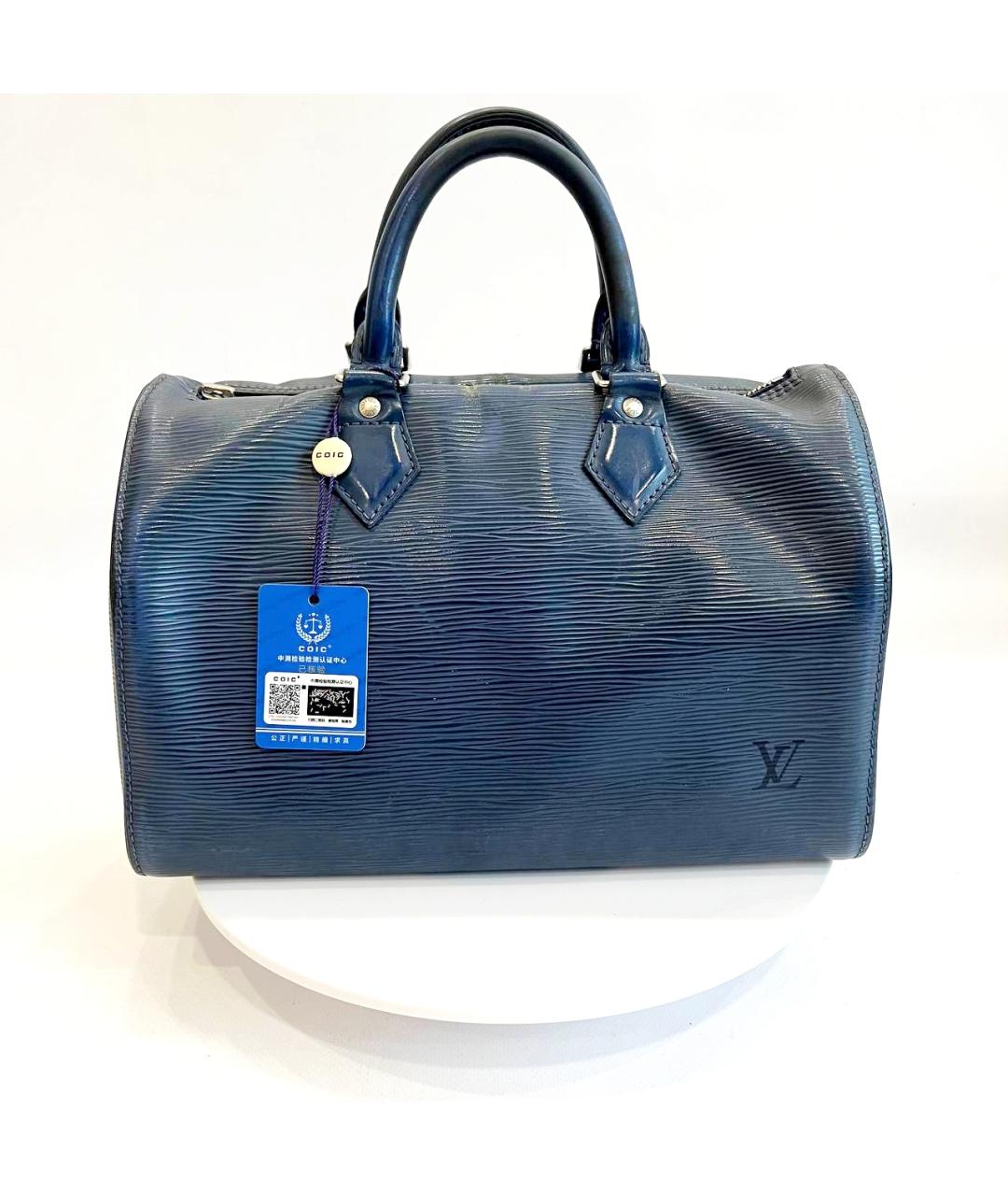 LOUIS VUITTON Синяя кожаная сумка с короткими ручками, фото 2