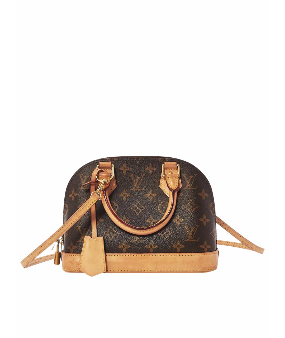 LOUIS VUITTON Коричневая кожаная сумка с короткими ручками, фото 1