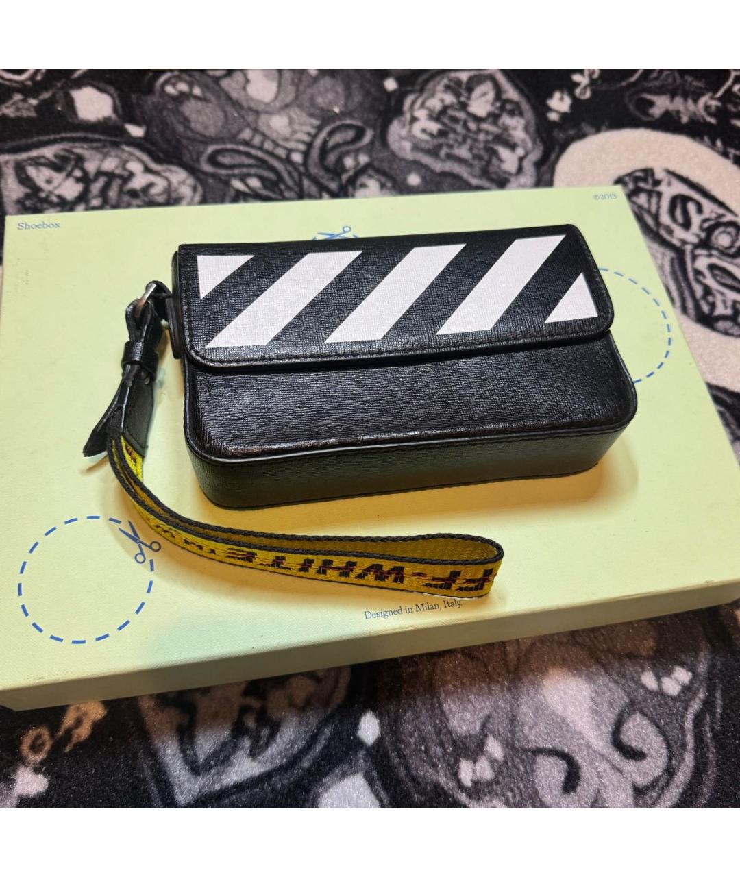 OFF-WHITE Черная кожаная барсетка, фото 2