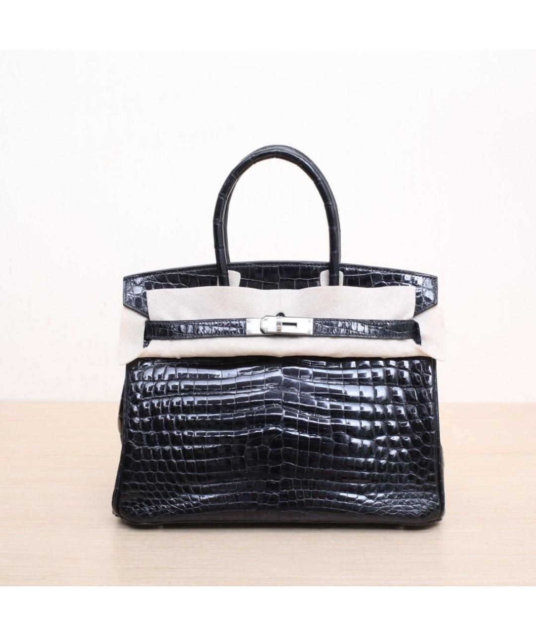 HERMES Черная кожаная сумка тоут, фото 3