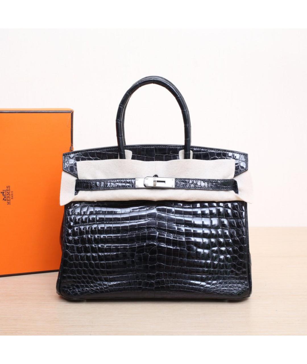 HERMES Черная кожаная сумка тоут, фото 2