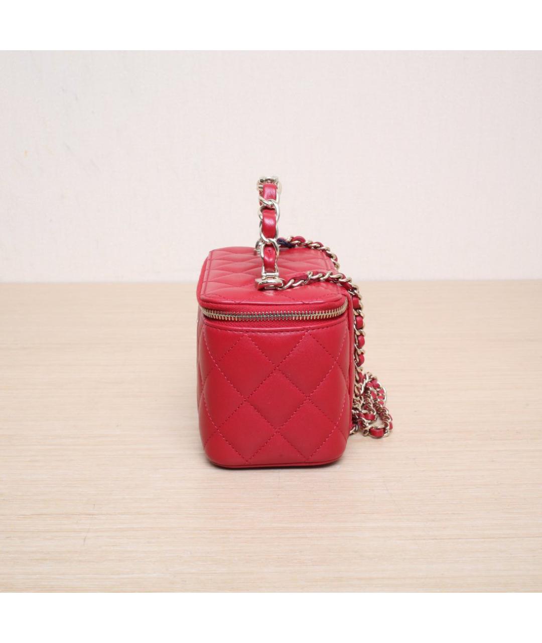 CHANEL Красная кожаная косметичка, фото 5