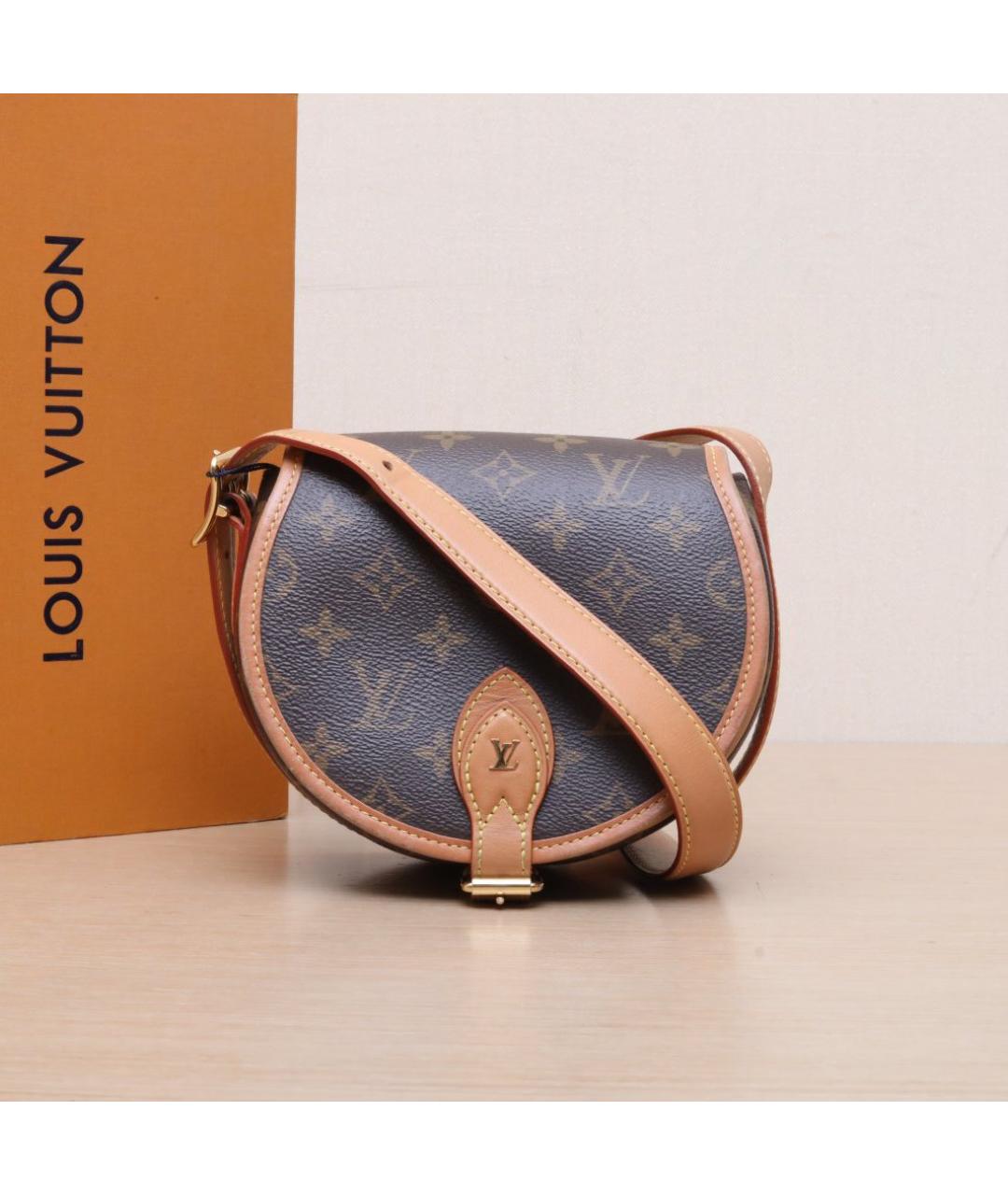 LOUIS VUITTON Коричневая кожаная сумка через плечо, фото 2