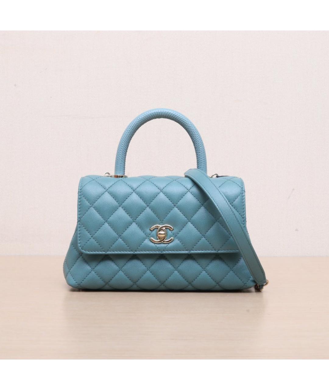 CHANEL Голубая кожаная сумка через плечо, фото 3