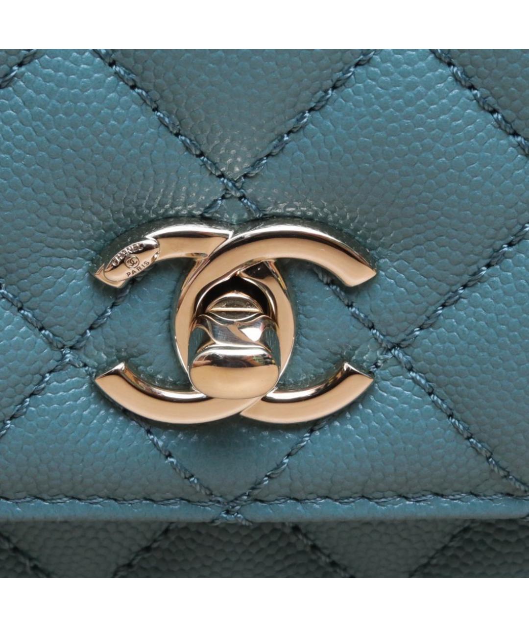 CHANEL Голубая кожаная сумка через плечо, фото 8