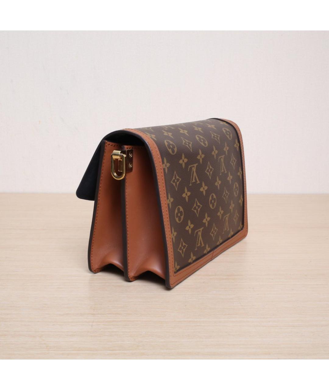 LOUIS VUITTON Коричневая кожаная сумка через плечо, фото 6