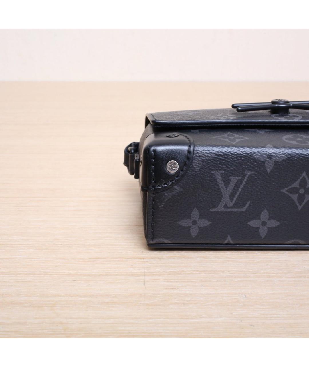 LOUIS VUITTON Черная кожаная сумка через плечо, фото 9