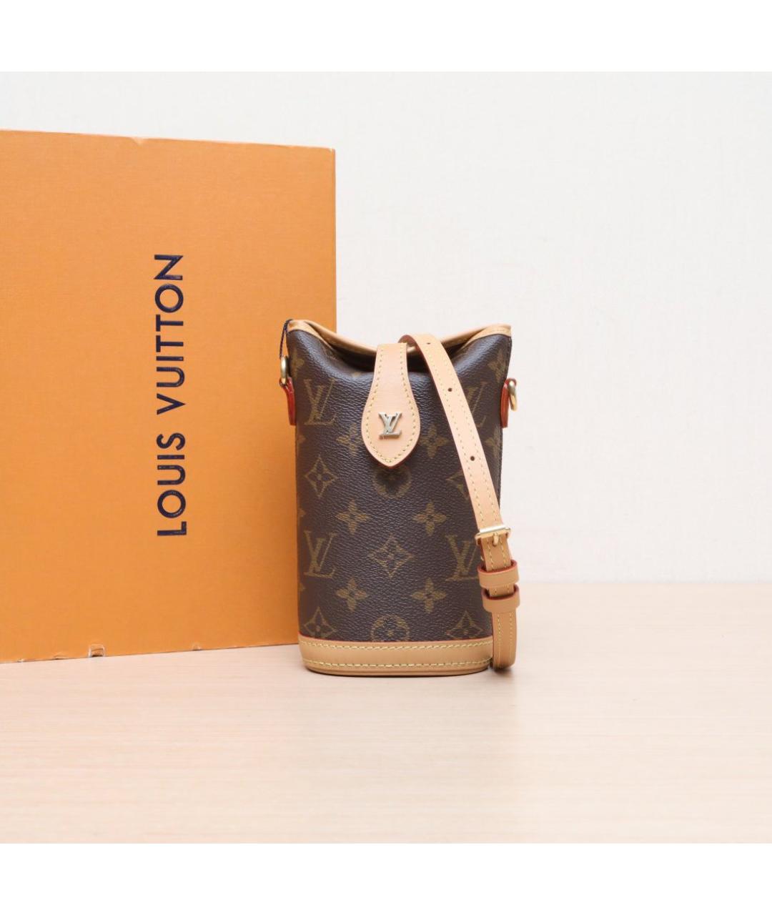 LOUIS VUITTON Коричневая кожаная сумка через плечо, фото 2