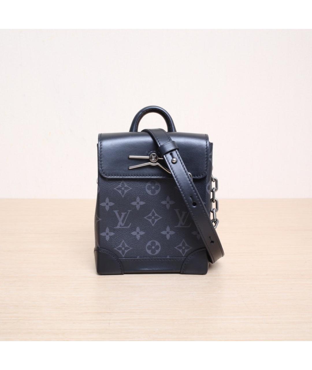 LOUIS VUITTON Черная кожаная сумка через плечо, фото 3