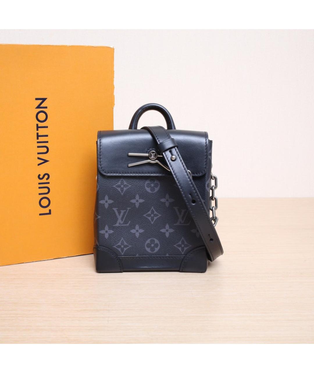 LOUIS VUITTON Черная кожаная сумка через плечо, фото 2