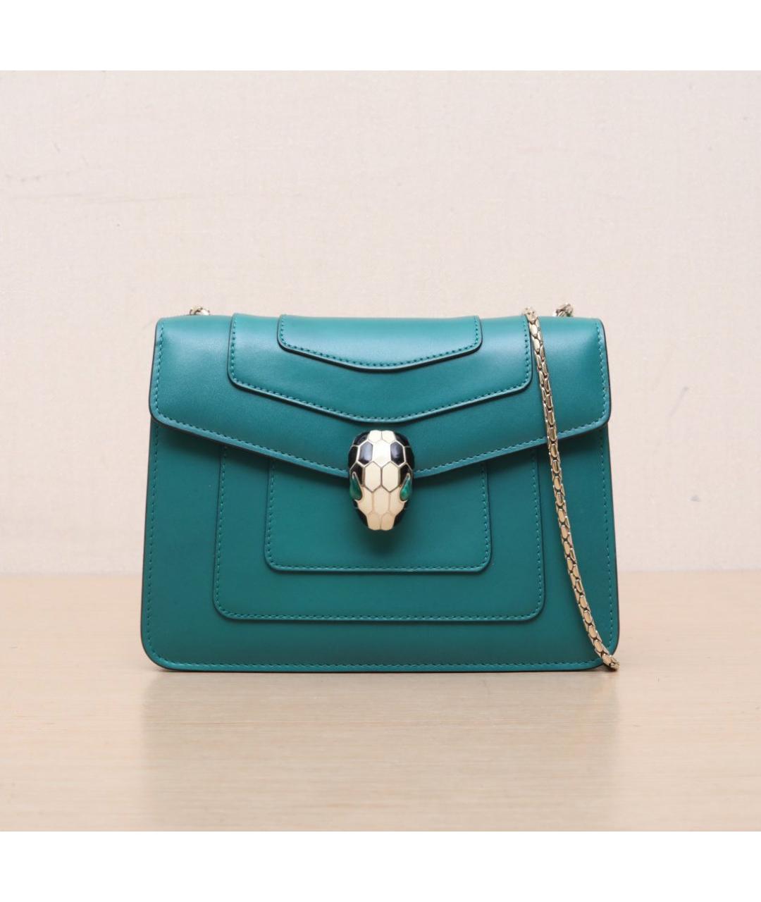 BVLGARI Зеленая кожаная сумка через плечо, фото 2