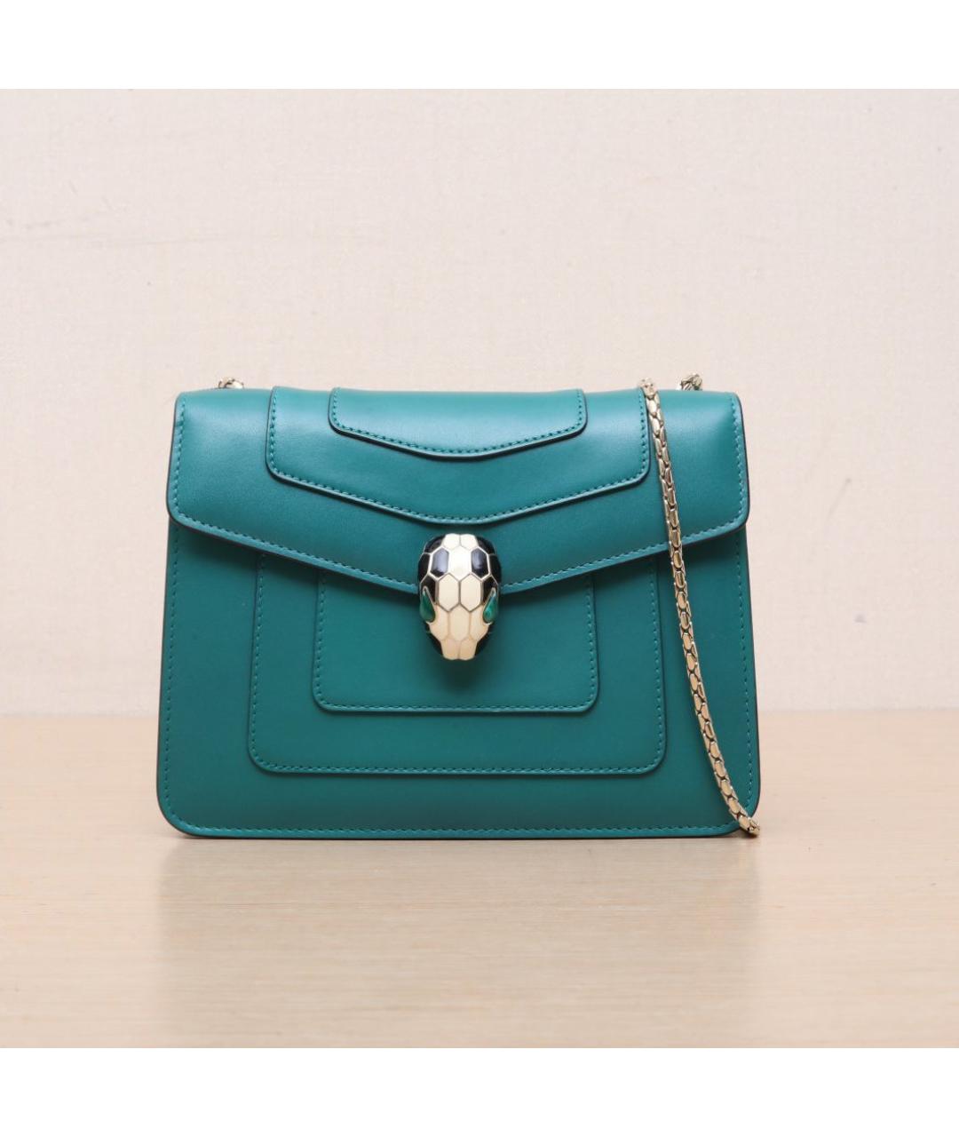 BVLGARI Зеленая кожаная сумка через плечо, фото 3