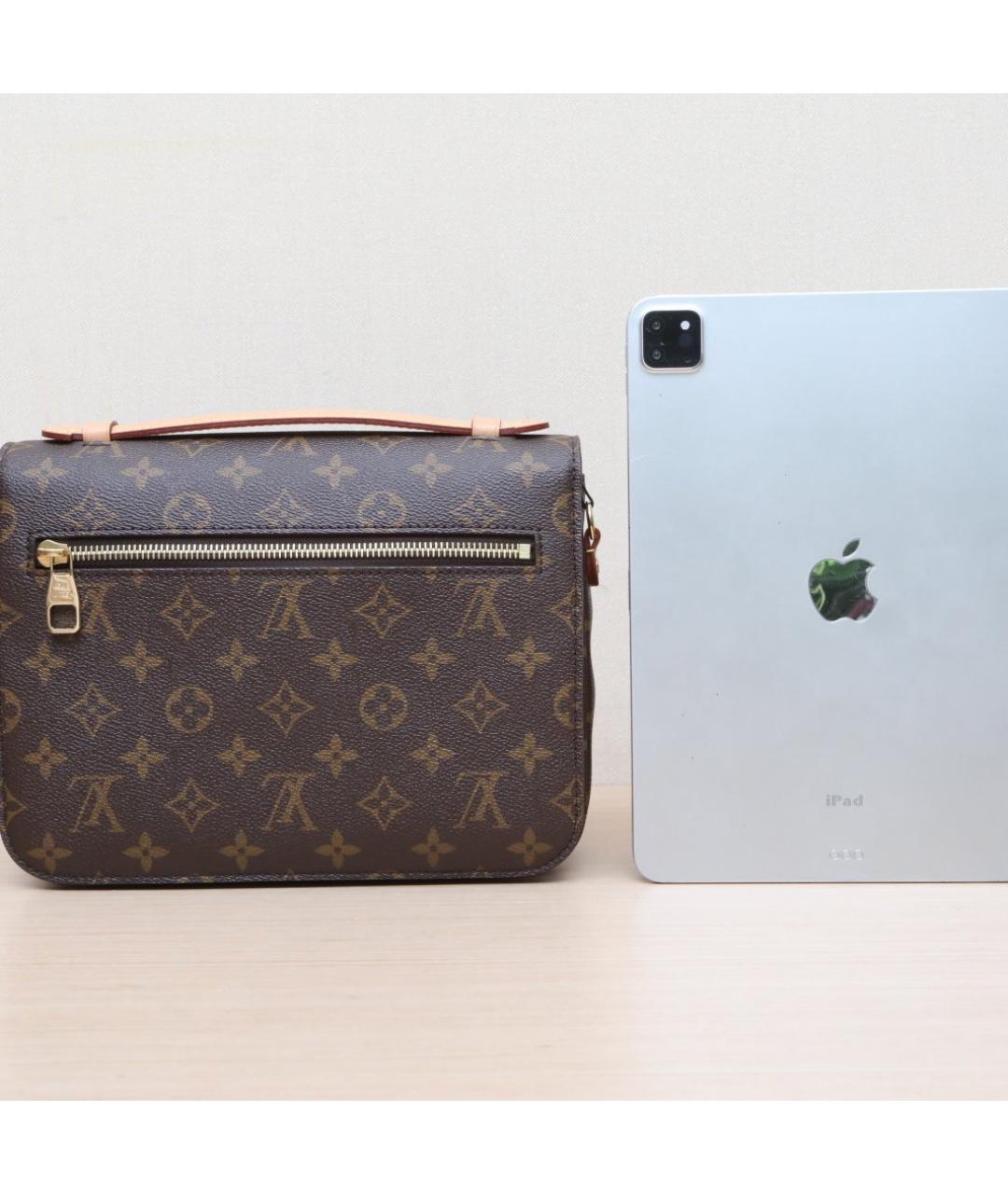 LOUIS VUITTON Коричневая кожаная сумка через плечо, фото 7