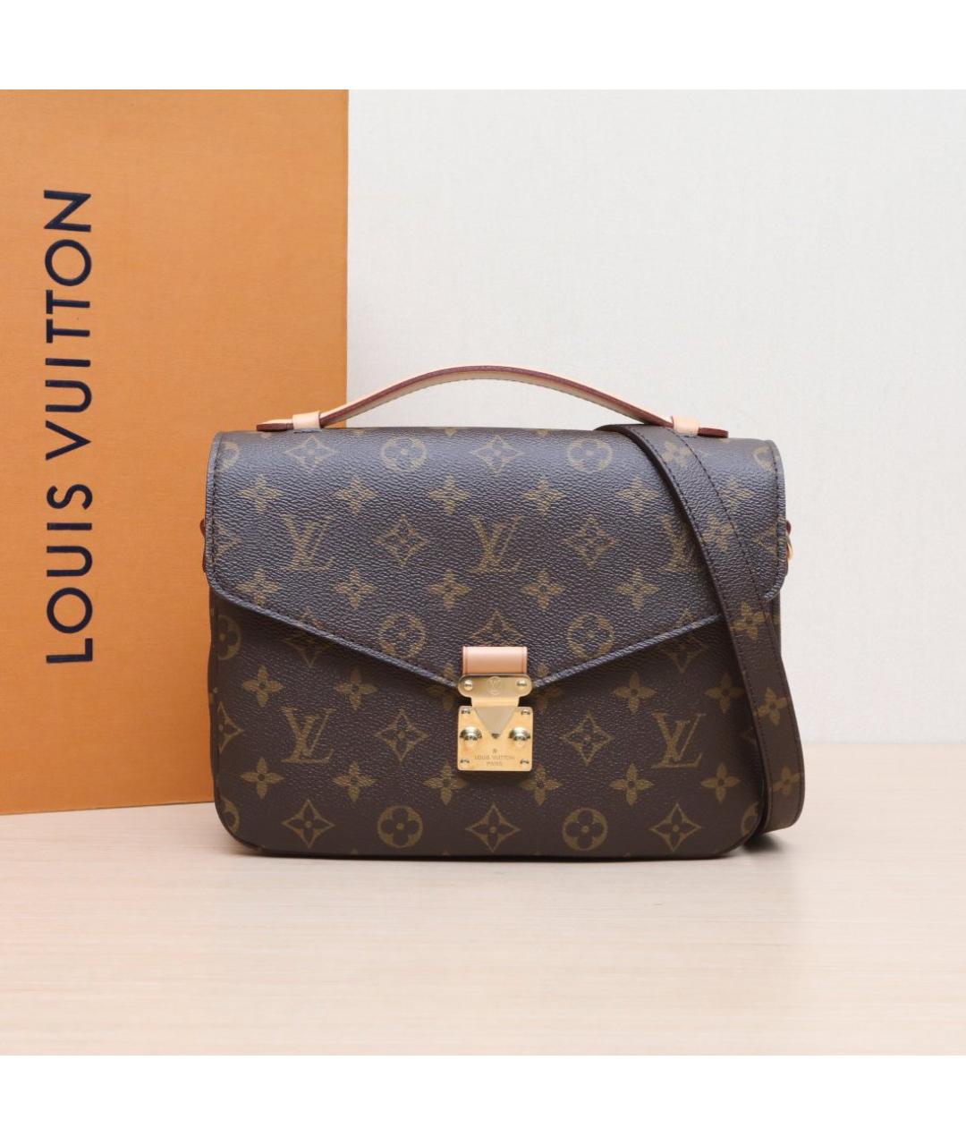 LOUIS VUITTON Коричневая кожаная сумка через плечо, фото 2