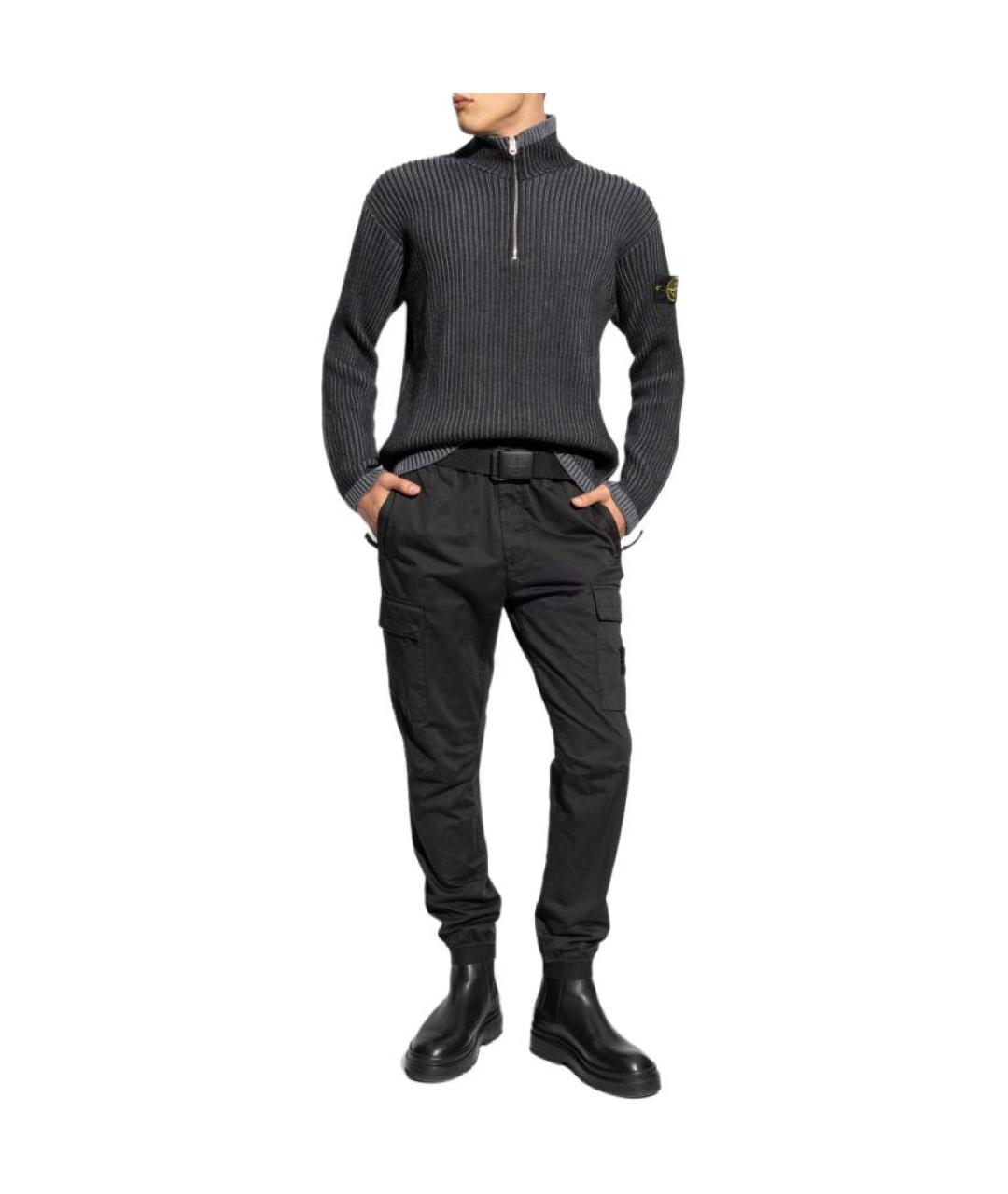 STONE ISLAND Черные повседневные брюки, фото 2