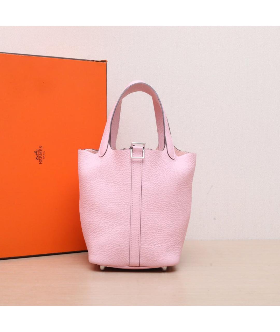 HERMES Розовая кожаная сумка тоут, фото 2