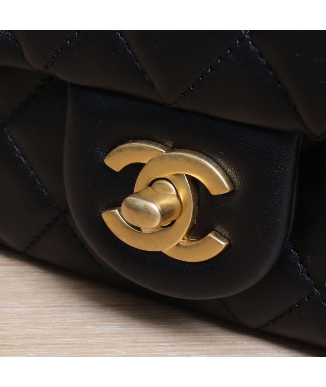 CHANEL Черная кожаная сумка через плечо, фото 8