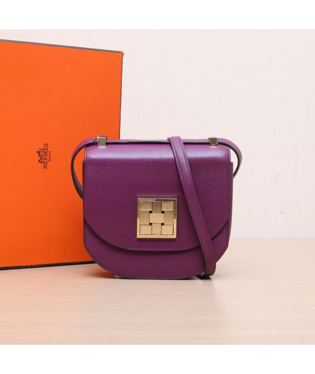 HERMES Фиолетовая кожаная сумка через плечо, фото 2