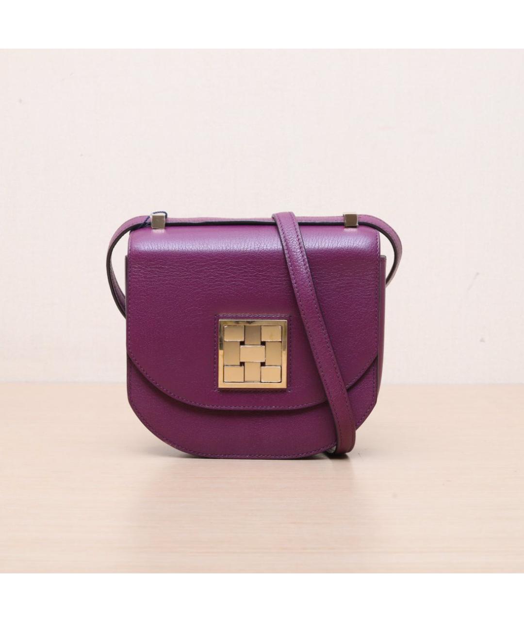 HERMES Фиолетовая кожаная сумка через плечо, фото 3
