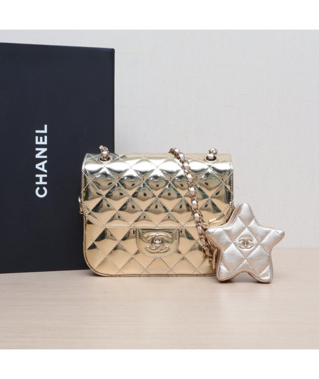 CHANEL Золотая сумка через плечо, фото 2