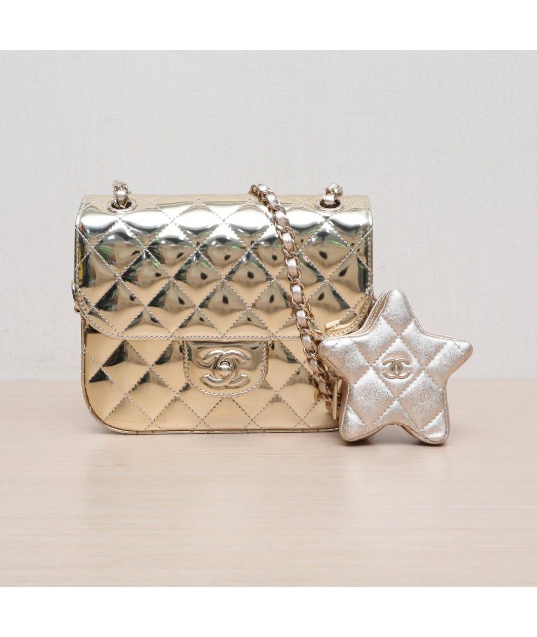 CHANEL Золотая сумка через плечо, фото 3