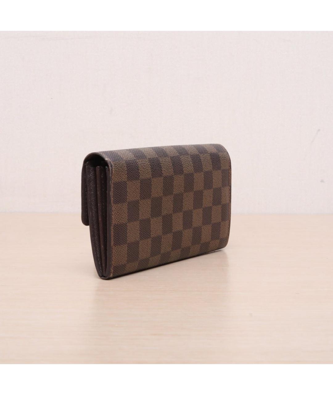 LOUIS VUITTON Коричневый кожаный кошелек, фото 6