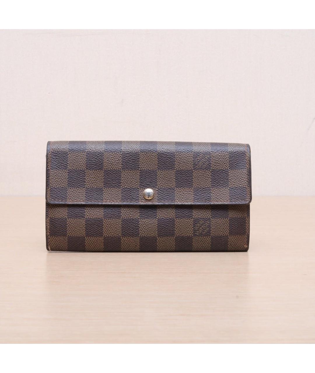 LOUIS VUITTON Коричневый кожаный кошелек, фото 3