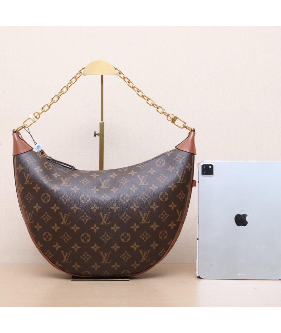 LOUIS VUITTON Коричневая кожаная сумка через плечо, фото 7