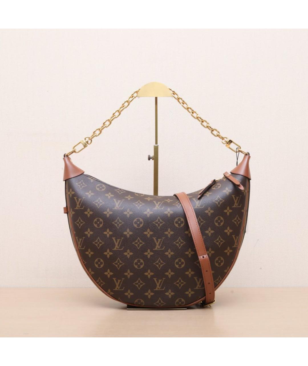 LOUIS VUITTON Коричневая кожаная сумка через плечо, фото 3