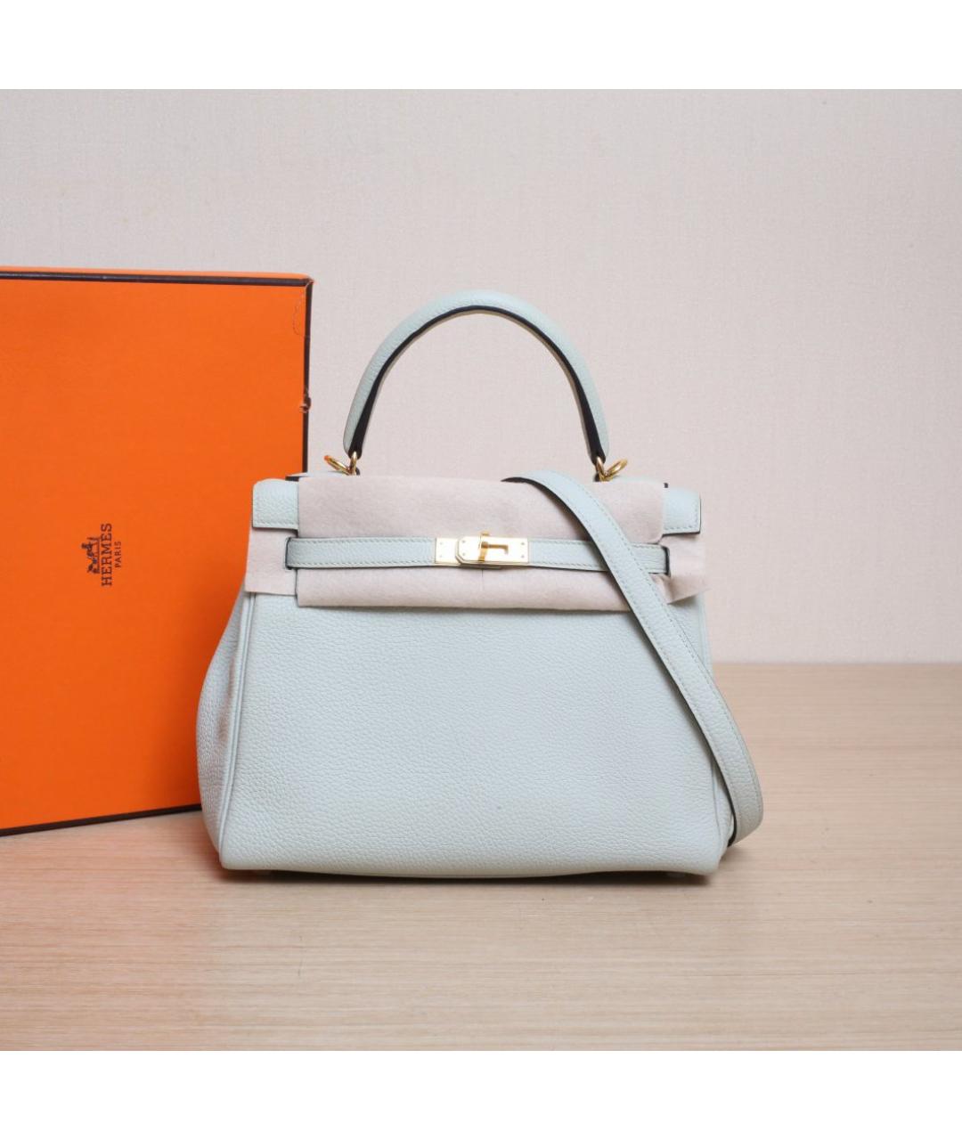 HERMES Голубая кожаная сумка через плечо, фото 2