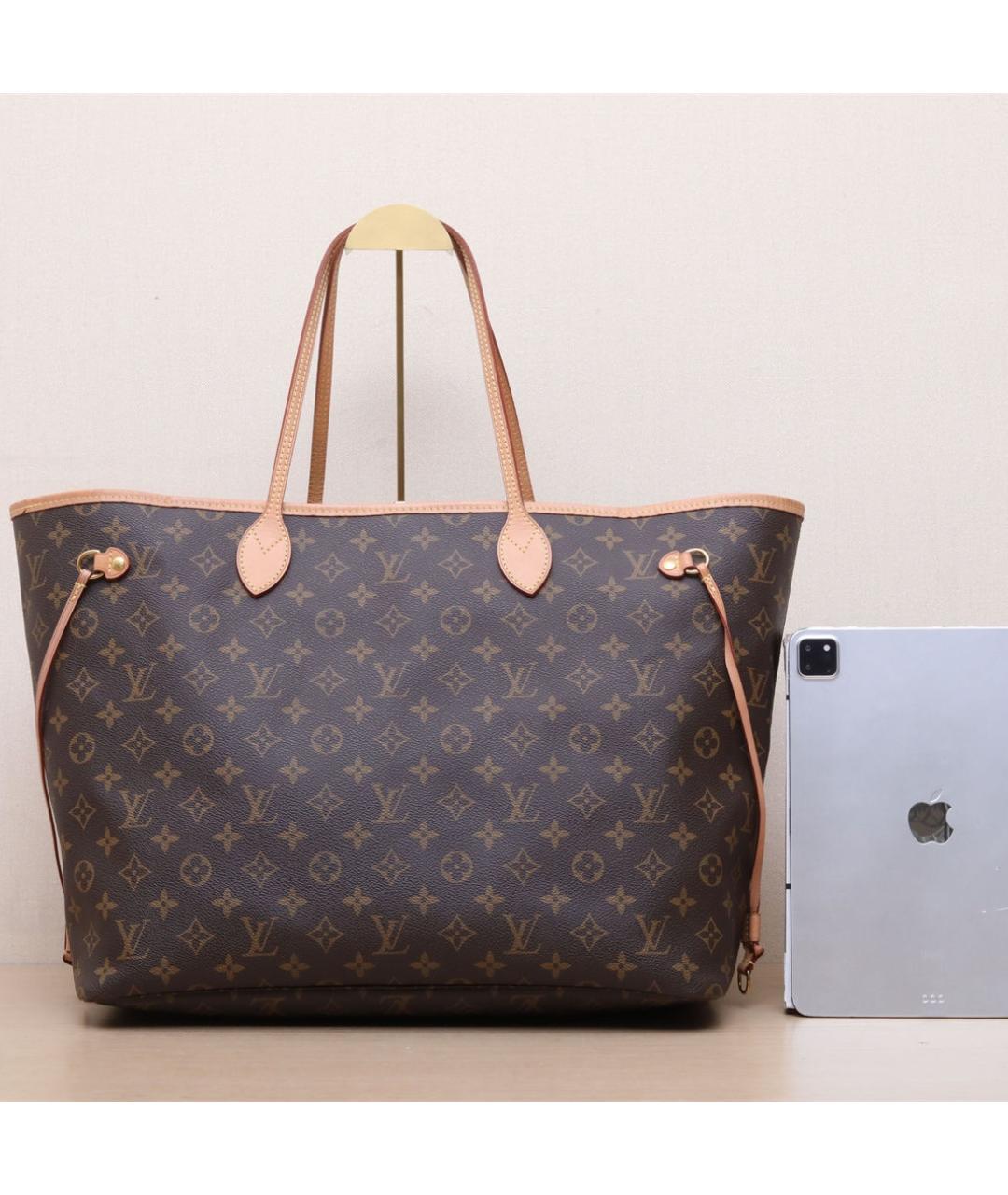 LOUIS VUITTON Коричневая кожаная сумка тоут, фото 6