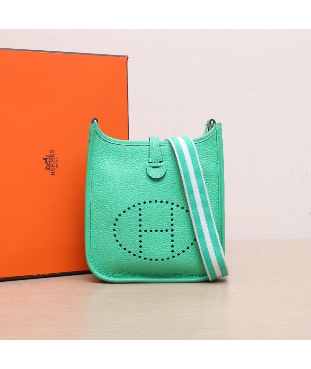 HERMES Бирюзовая кожаная сумка через плечо, фото 2