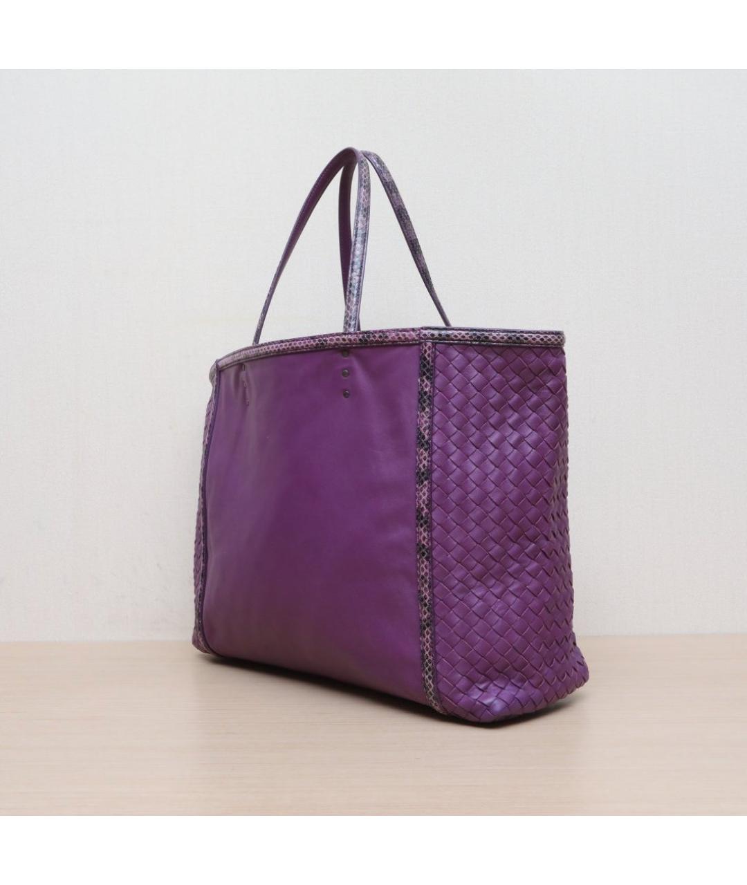 BOTTEGA VENETA Фиолетовая кожаная сумка тоут, фото 4