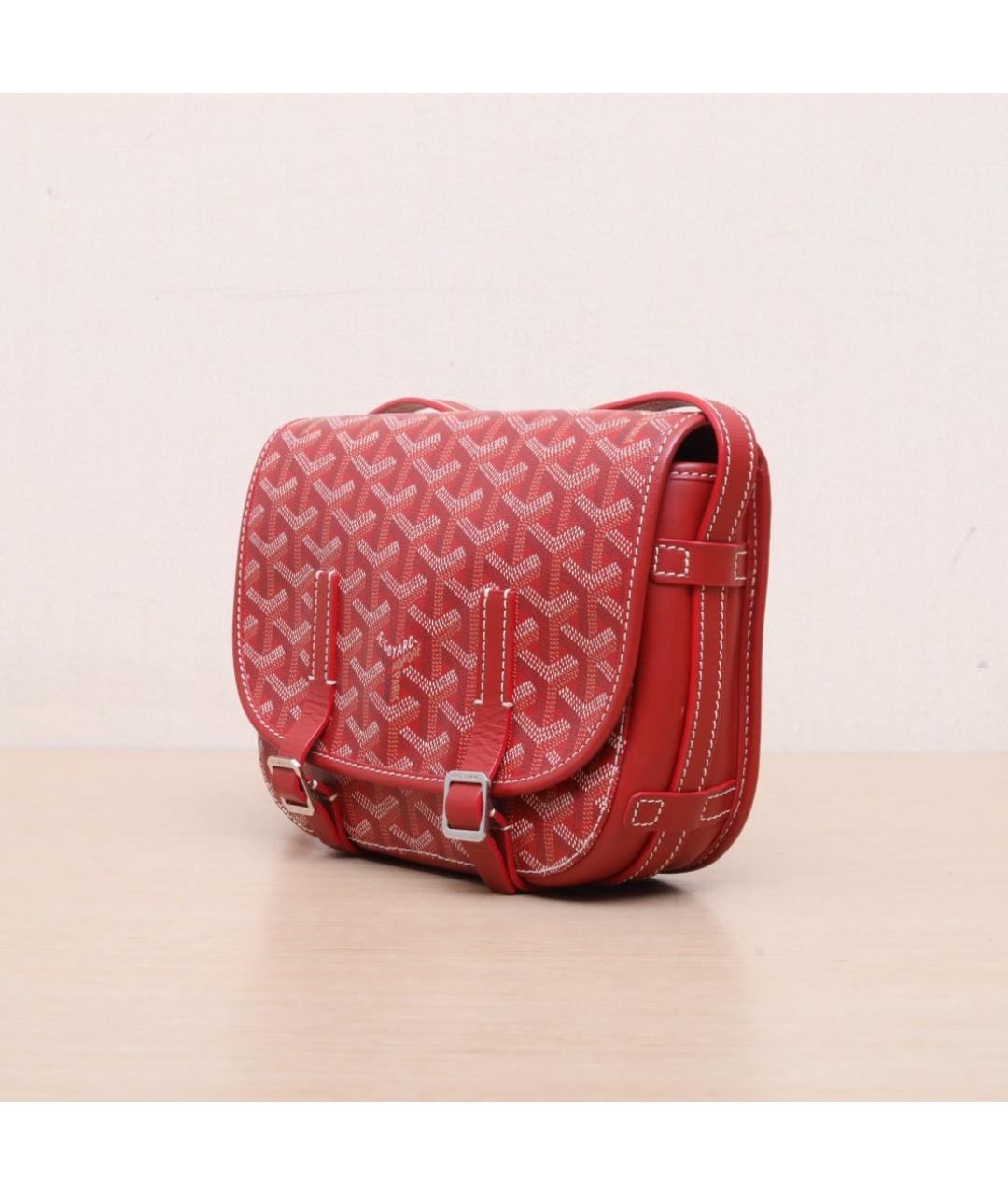 GOYARD Красная кожаная сумка через плечо, фото 4