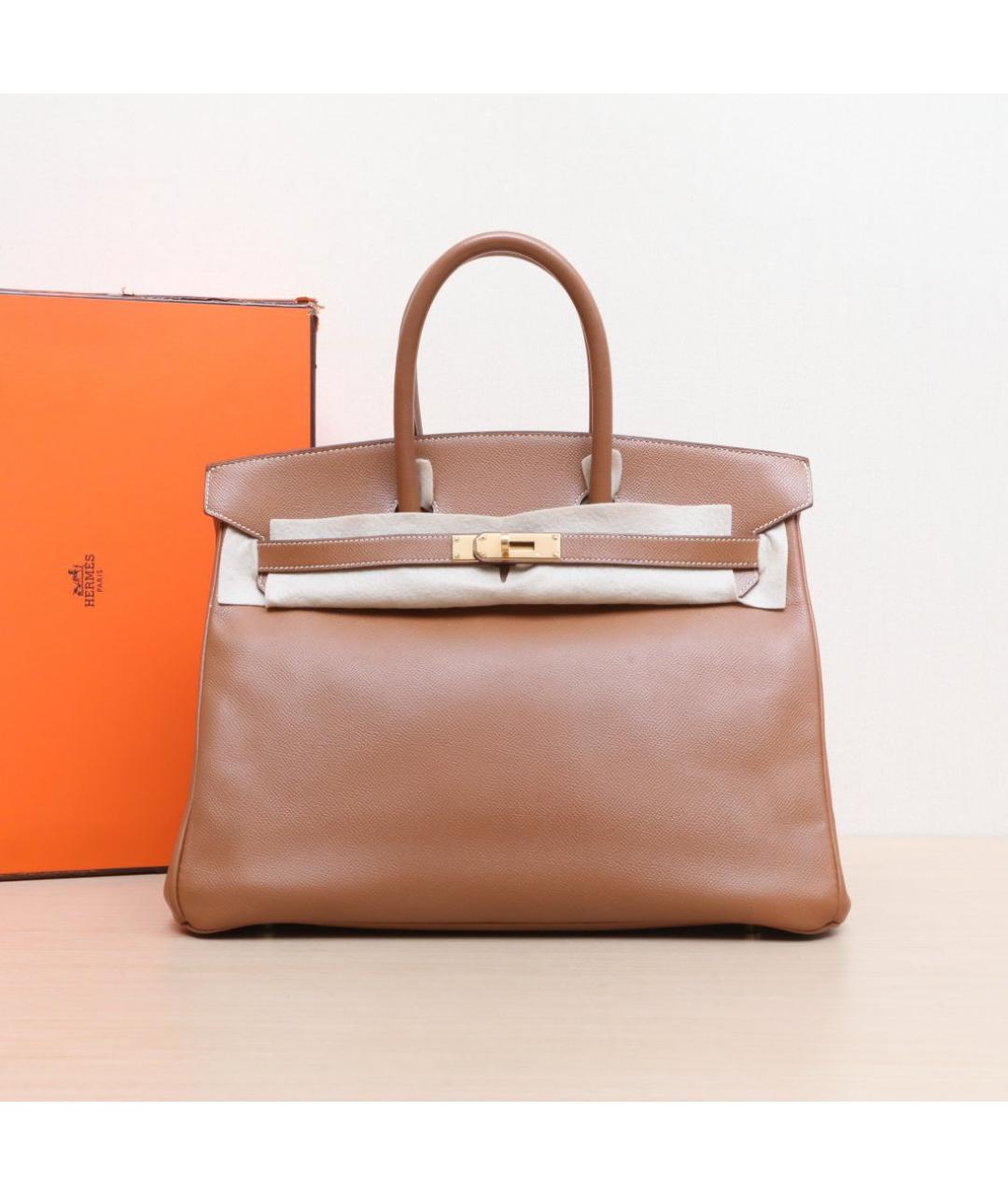 HERMES Коричневая кожаная сумка тоут, фото 2
