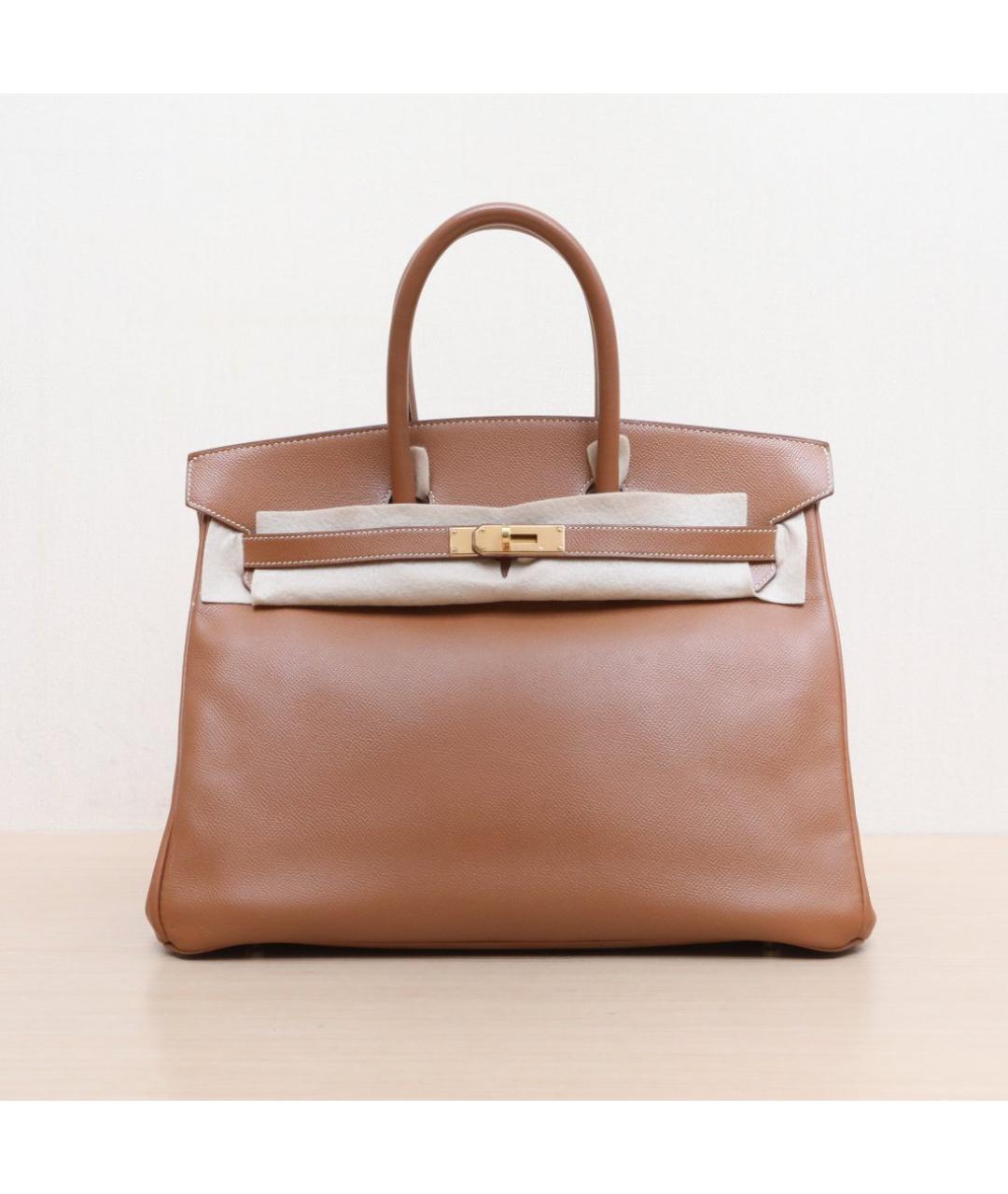 HERMES Коричневая кожаная сумка тоут, фото 3