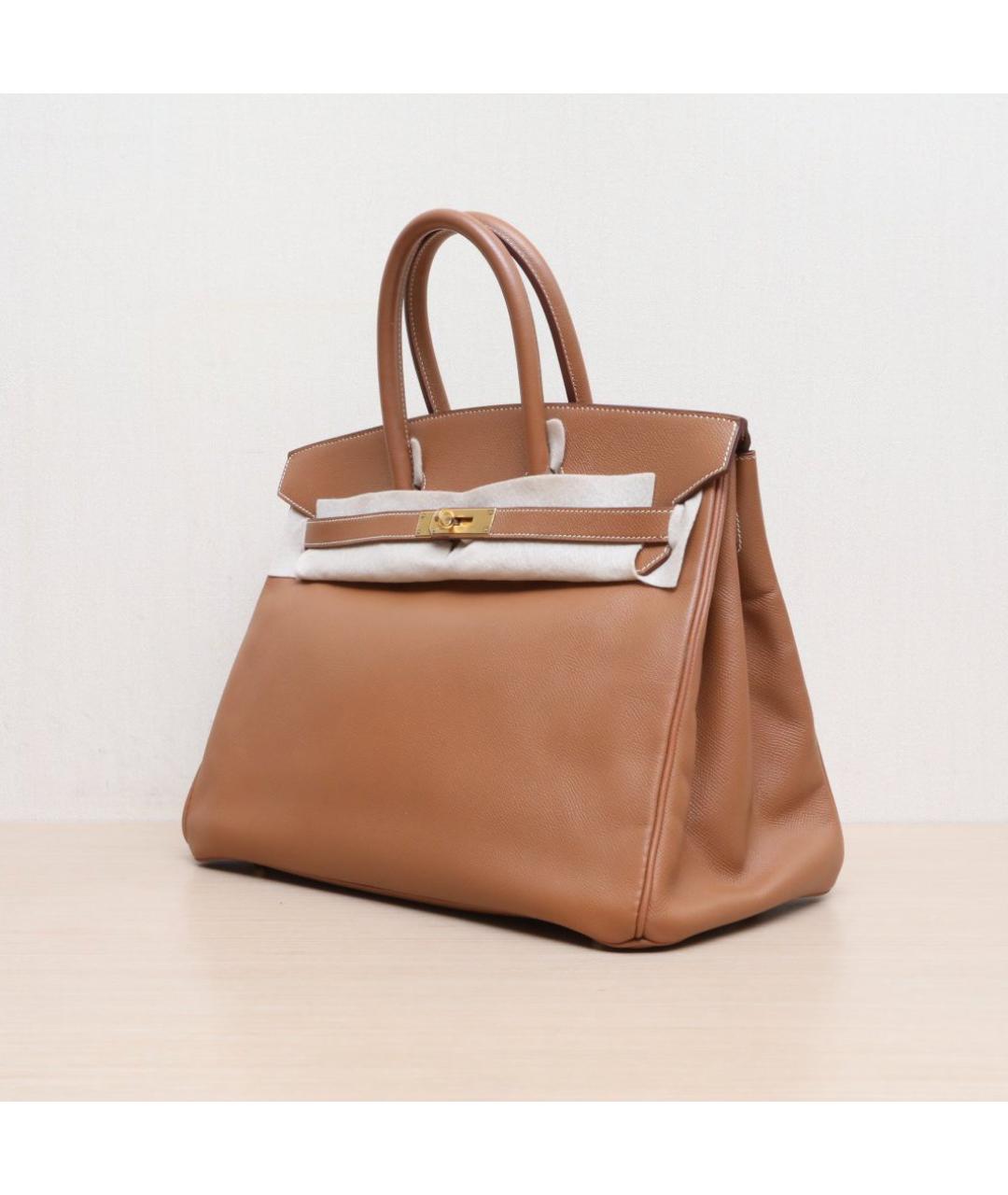 HERMES Коричневая кожаная сумка тоут, фото 4