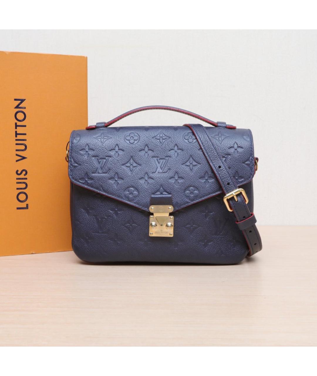 LOUIS VUITTON Темно-синяя кожаная сумка через плечо, фото 2