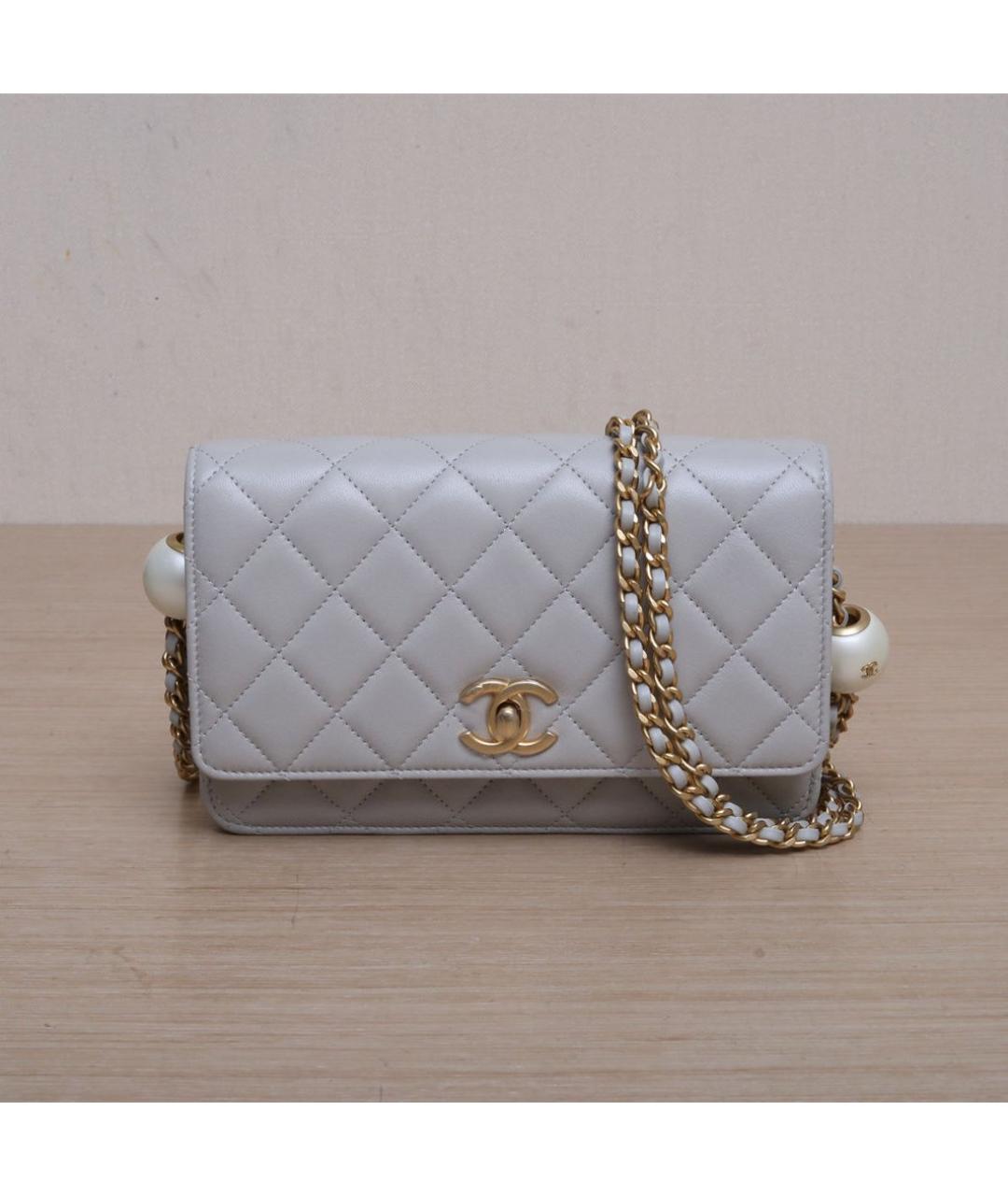 CHANEL Серая кожаная сумка через плечо, фото 3