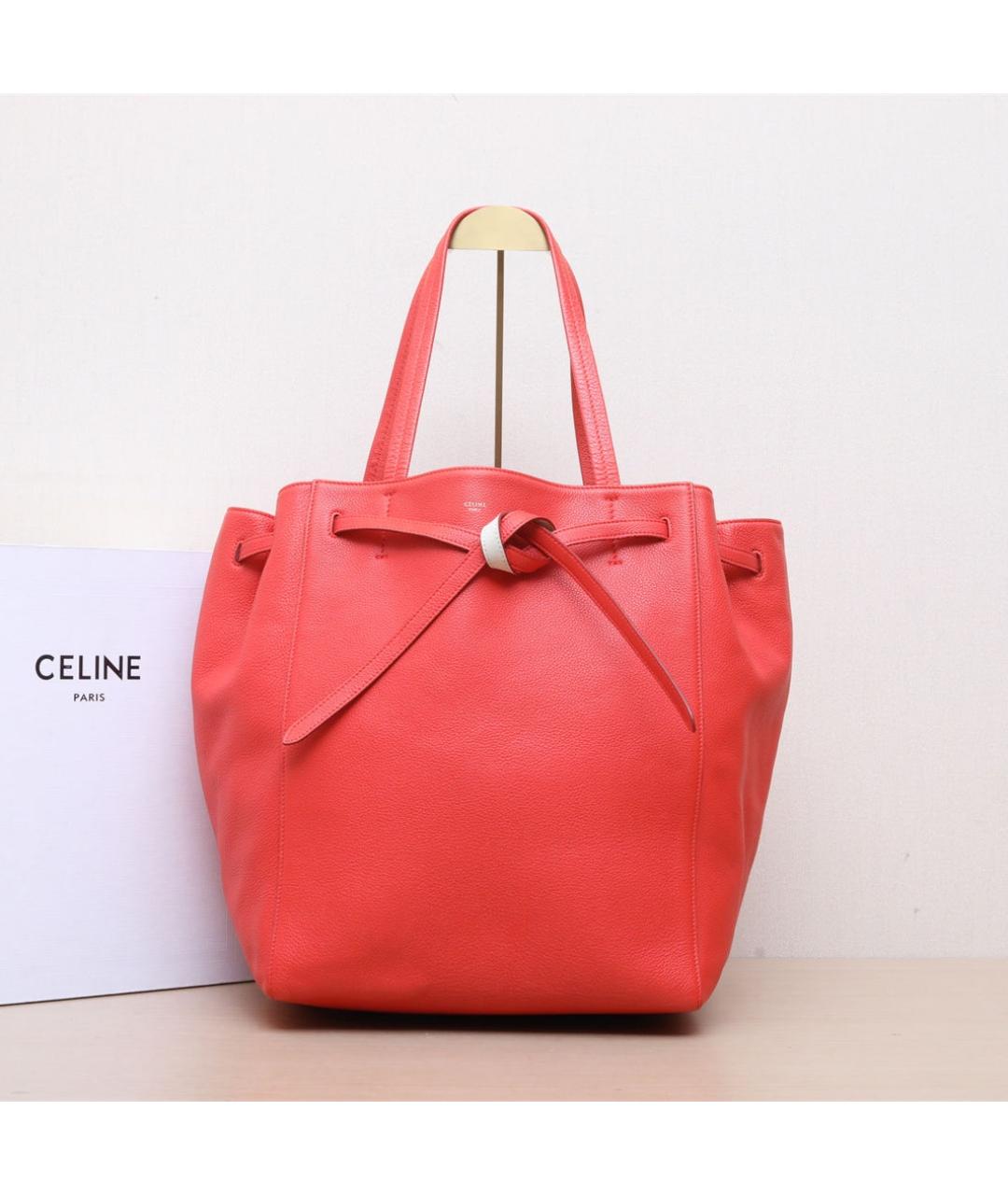 CELINE Красная кожаная сумка тоут, фото 2
