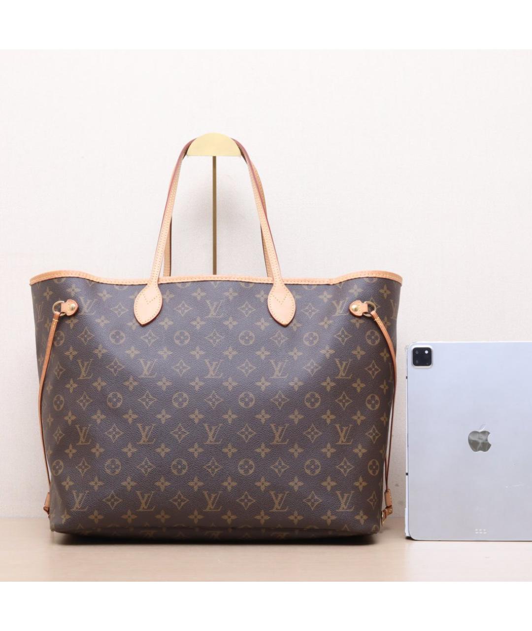 LOUIS VUITTON Коричневая кожаная сумка тоут, фото 7