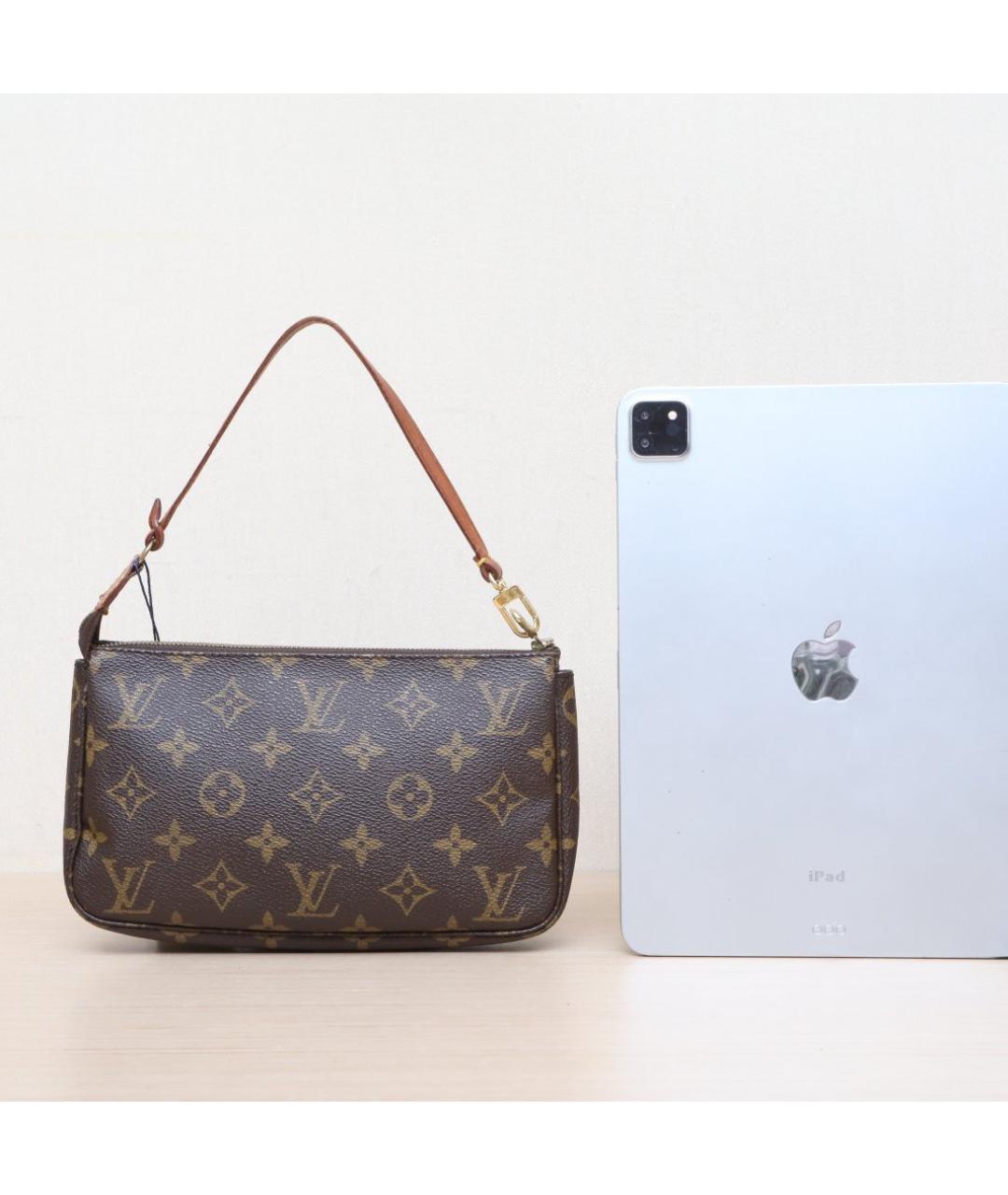 LOUIS VUITTON Коричневая кожаная сумка через плечо, фото 7