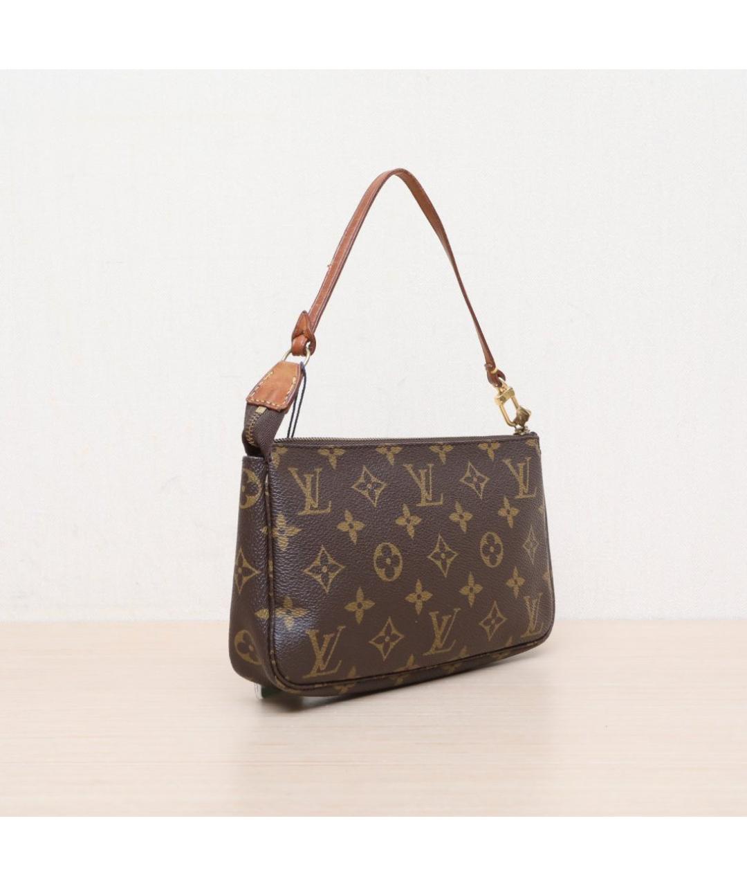 LOUIS VUITTON Коричневая кожаная сумка через плечо, фото 6