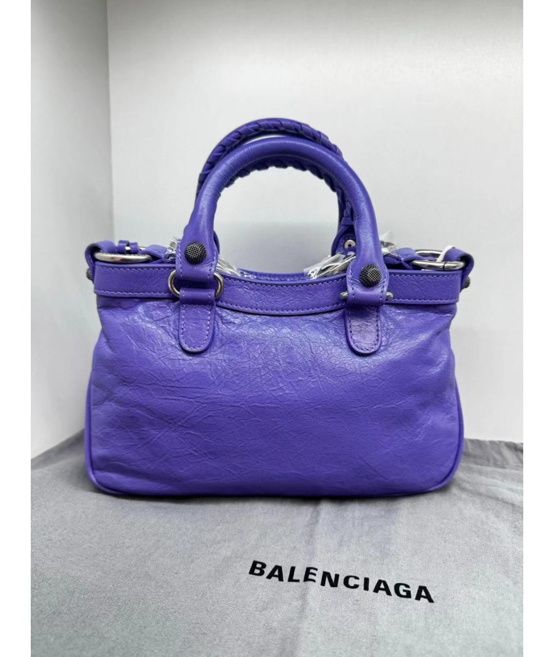 BALENCIAGA Фиолетовая кожаная сумка через плечо, фото 5