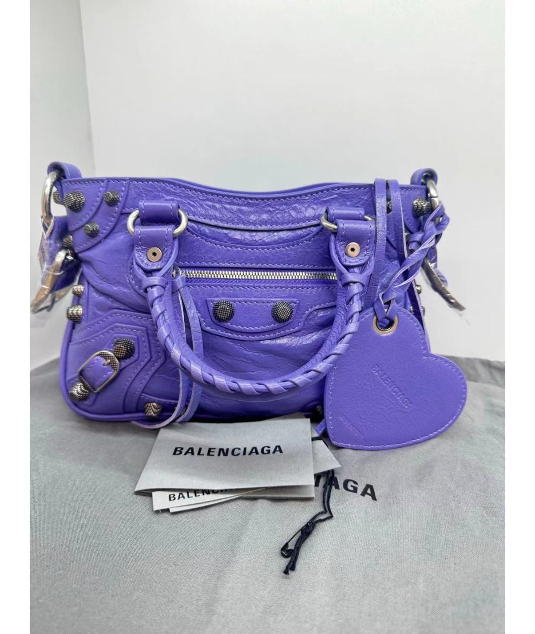 BALENCIAGA Фиолетовая кожаная сумка через плечо, фото 2