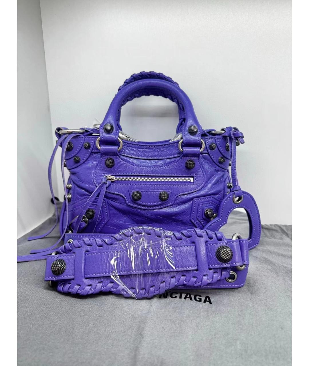 BALENCIAGA Фиолетовая кожаная сумка через плечо, фото 4